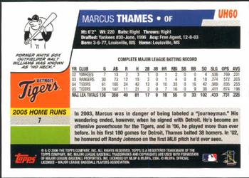 2006 Topps Updates & Highlights #UH60 Marcus Thames Back