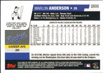 2006 Topps Updates & Highlights #UH96 Marlon Anderson Back
