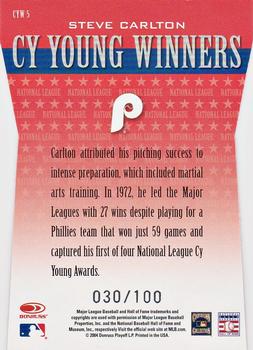 2005 Leaf - Cy Young Winners Gold Die Cut #CYW5 Steve Carlton Back