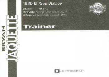 1995 Multi-Ad El Paso Diablos #NNO Bryan Jaquette Back