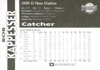 1995 Multi-Ad El Paso Diablos #NNO Bob Kappesser Back
