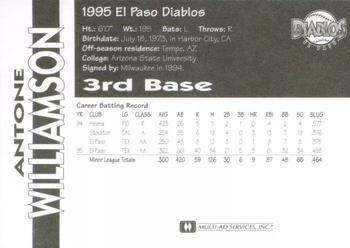 1995 Multi-Ad El Paso Diablos #NNO Antone Williamson Back