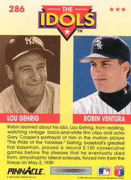 1992 Pinnacle #286 Robin Ventura / Lou Gehrig Back