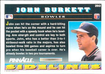 1992 Pinnacle #292 John Burkett Back