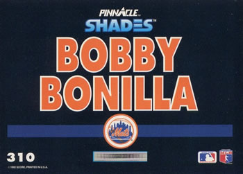 1992 Pinnacle #310 Bobby Bonilla Back