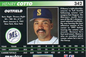 1992 Pinnacle #342 Henry Cotto Back