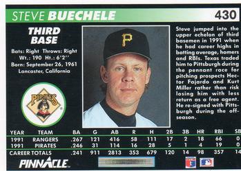 1992 Pinnacle #430 Steve Buechele Back