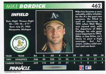 1992 Pinnacle #462 Mike Bordick Back
