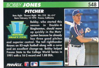 1992 Pinnacle #548 Bobby Jones Back