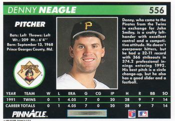 1992 Pinnacle #556 Denny Neagle Back