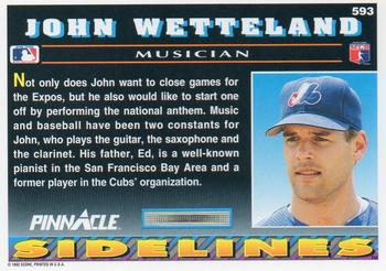 1992 Pinnacle #593 John Wetteland Back
