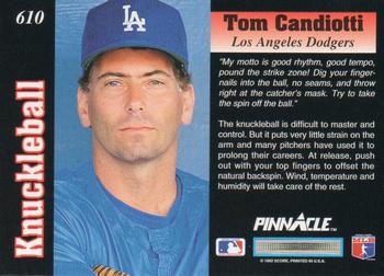 1992 Pinnacle #610 Tom Candiotti Back