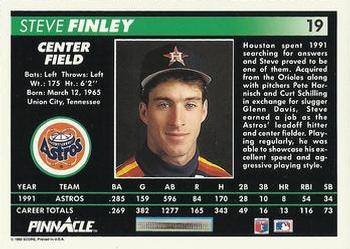 1992 Pinnacle #19 Steve Finley Back