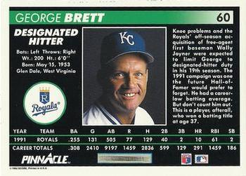 1992 Pinnacle #60 George Brett Back