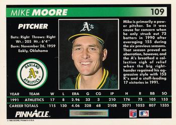 1992 Pinnacle #109 Mike Moore Back