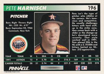 1992 Pinnacle #196 Pete Harnisch Back
