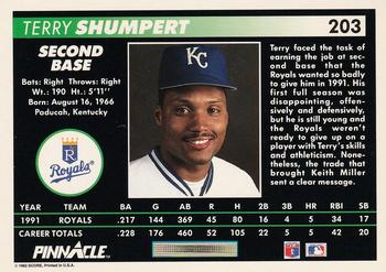 1992 Pinnacle #203 Terry Shumpert Back