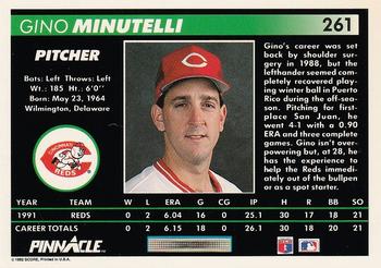1992 Pinnacle #261 Gino Minutelli Back