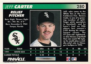 1992 Pinnacle #280 Jeff Carter Back