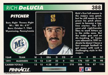 1992 Pinnacle #388 Rich DeLucia Back