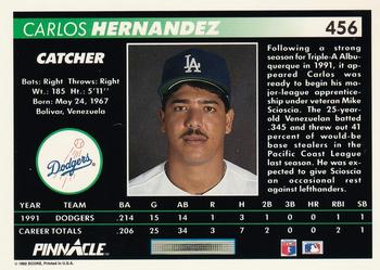 1992 Pinnacle #456 Carlos Hernandez Back