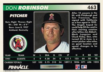 1992 Pinnacle #463 Don Robinson Back