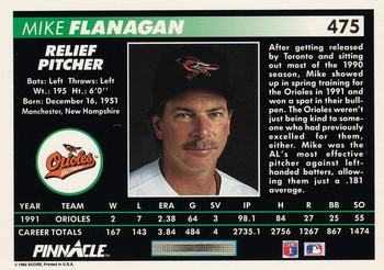 1992 Pinnacle #475 Mike Flanagan Back