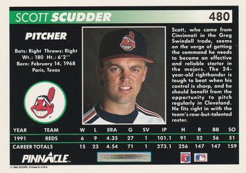 1992 Pinnacle #480 Scott Scudder Back