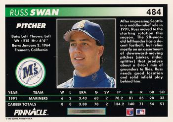 1992 Pinnacle #484 Russ Swan Back