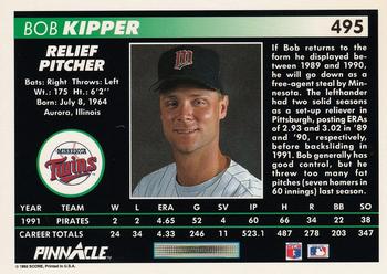 1992 Pinnacle #495 Bob Kipper Back