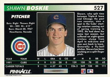 1992 Pinnacle #527 Shawn Boskie Back