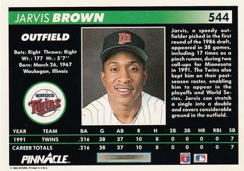 1992 Pinnacle #544 Jarvis Brown Back
