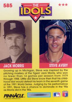 1992 Pinnacle #585 Steve Avery / Jack Morris Back