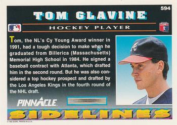 1992 Pinnacle #594 Tom Glavine Back