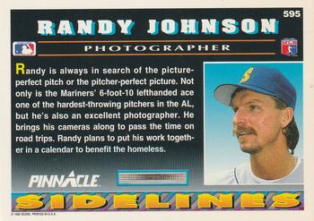 1992 Pinnacle #595 Randy Johnson Back