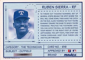 1992 Pinnacle #616 Ruben Sierra Back