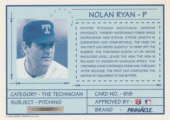 1992 Pinnacle #618 Nolan Ryan Back