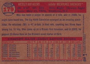 2006 Topps Heritage #179 Wes Helms Back