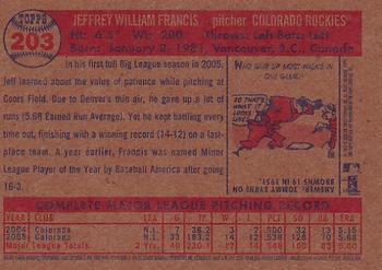 2006 Topps Heritage #203 Jeff Francis Back