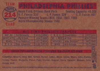 2006 Topps Heritage #214 Philadelphia Phillies Back