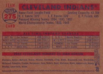 2006 Topps Heritage #275 Cleveland Indians Back