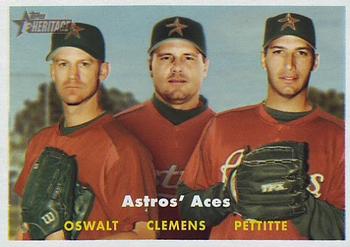 2006 Topps Heritage #400 Astros' Aces (Roy Oswalt / Roger Clemens / Andy Pettitte) Front