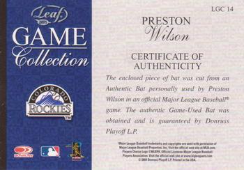 2005 Leaf - Game Collection #LGC14 Preston Wilson Back