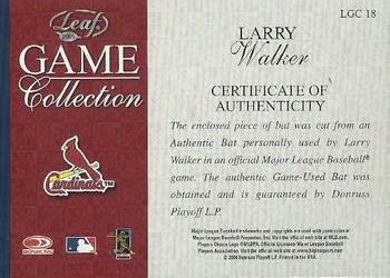 2005 Leaf - Game Collection #LGC18 Larry Walker Back