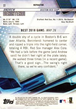 2018 Bowman's Best - Refractor #22 Andrew Benintendi Back