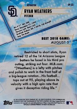 2018 Bowman's Best - Refractor #TP-23 Ryan Weathers Back