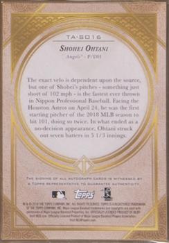 2018 Topps Transcendent Collection Japan Edition - Autographs Emerald #TA-SO16 Shohei Ohtani Back