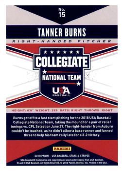 2019 Panini USA Baseball Stars & Stripes #15 Tanner Burns Back