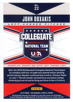 2019 Panini USA Baseball Stars & Stripes #22 John Doxakis Back
