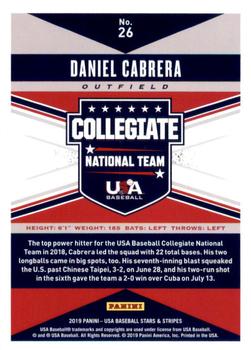 2019 Panini USA Baseball Stars & Stripes #26 Daniel Cabrera Back